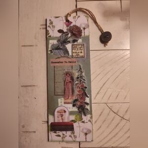 Floral Collage Bookmark with Button Accent